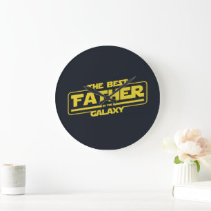 Der beste Vater in der Galaxy Väter Tag Geschenk Große Wanduhr