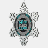 Der beste Vater in der Raute der Welt Gemustert Schneeflocken Zinn-Ornament (Rechts)