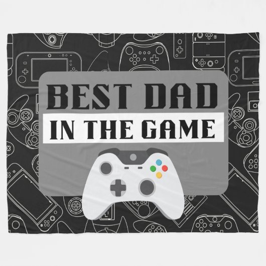 Der beste Vater in der Spielskizze Schwarz Groß Fleecedecke (Vorderseite (Horizontal))