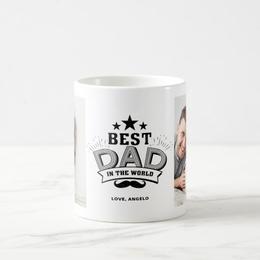 Der beste Vater in der Welt Zwei-Bilder-Collage-Ta Kaffeetasse (Mittel)