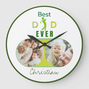 Der beste Vater je Modernes Foto Vatertag Große Wanduhr