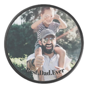 Der beste Vater je Personalisiertes Foto Eishockey Puck