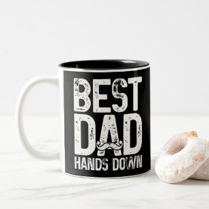 Der beste Vater macht die Handdruckfahnen von Klei Zweifarbige Tasse