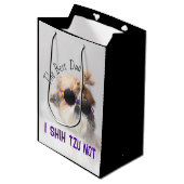Der beste Vater Shih Tzu Nicht niedlich lustiges H Mittlere Geschenktüte (Vorderseite Schrägansicht)