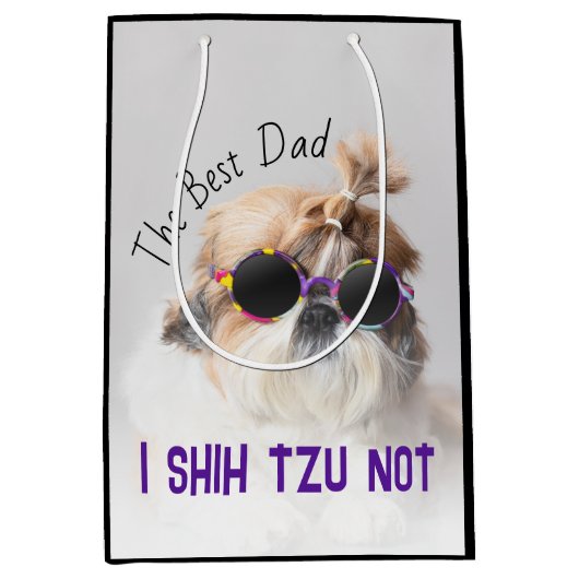 Der beste Vater Shih Tzu Nicht niedlich lustiges H Mittlere Geschenktüte (Vorderseite)