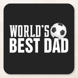 Der beste Vater-Typografy-Fußball der Welt   UNTER Rechteckiger Pappuntersetzer