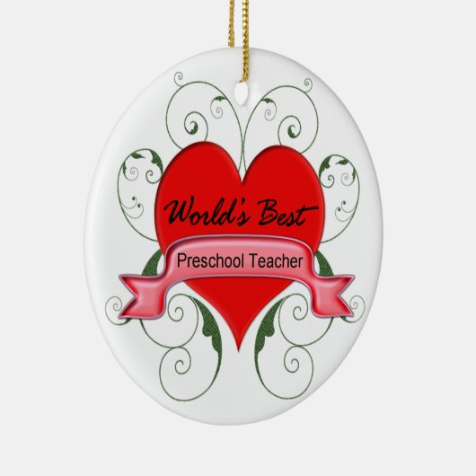 Der beste Vorschullehrer der Welt Keramikornament (Rechts)
