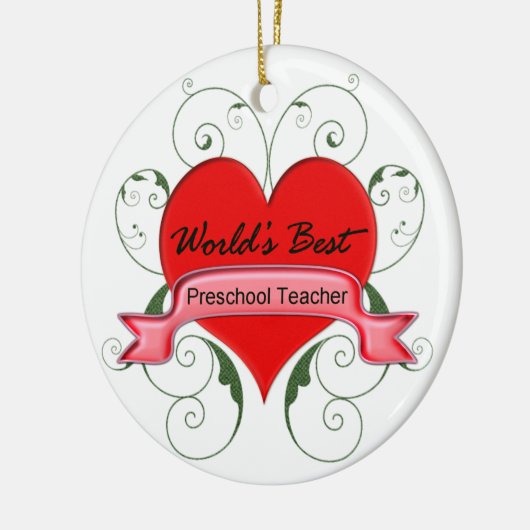 Der beste Vorschullehrer der Welt Keramikornament (Links)