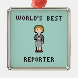 Der beste weibliche Reporter der Pixel-Welt Silbernes Ornament