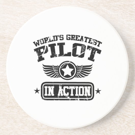 Der bestste Pilot der Welt in der Aktion Sandstein Untersetzer (Vorne)