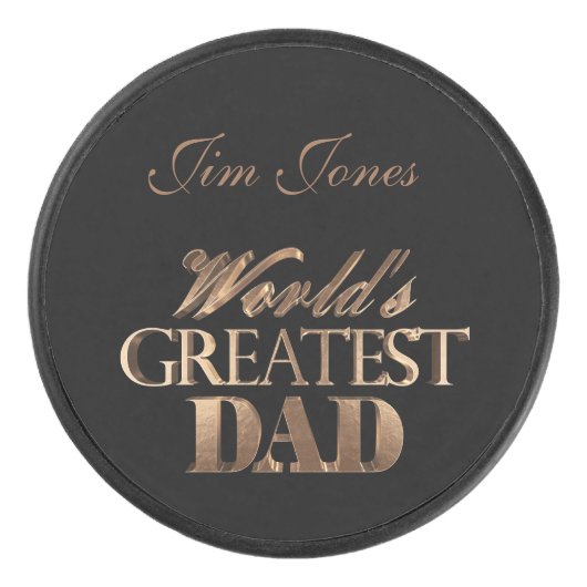 Der bestste Vater-elegante schwarze Eishockey Puck (Vorderseite)