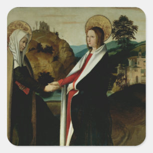 Der Besuch, c.1500 Quadratischer Aufkleber