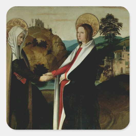 Der Besuch, c.1500 Quadratischer Aufkleber (Vorderseite)
