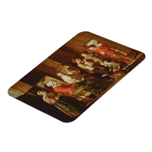 Der Besuch der Großmutter (Öl auf Leinwand) Magnet (Linke Seite)