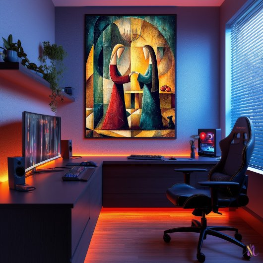 Der Besuch - Minimalistische kubistische Vision Poster