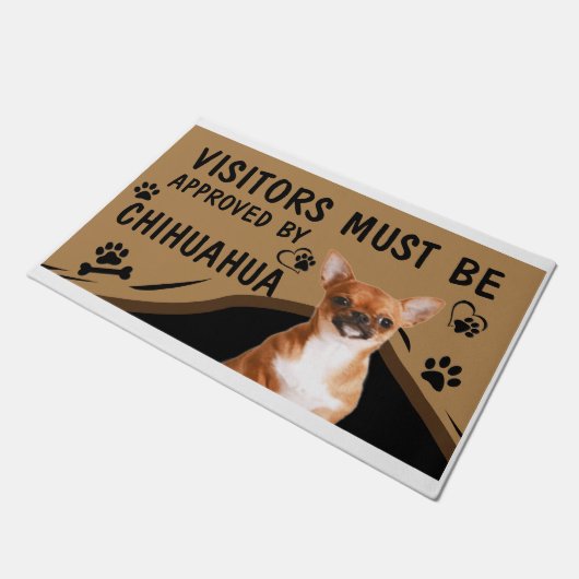 Der Besuch muss von Springer Chihuahua genehmigt w Fußmatte (Schrägansicht)