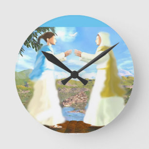 Der Besuch   Runde Wanduhr