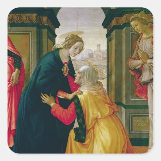 Der Besuch von 1491 Quadratischer Aufkleber (Vorderseite)
