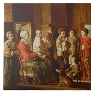 Der Besuch zur Großmutter (Öl auf Leinwand) Fliese