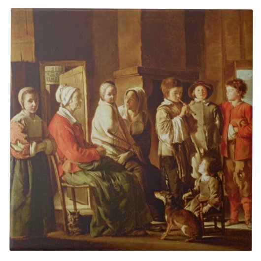 Der Besuch zur Großmutter (Öl auf Leinwand) Fliese (Vorderseite)