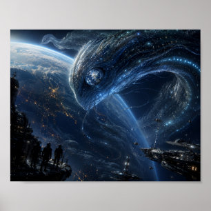 Der Besucher oberhalb der Erde Poster