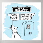 Der Besucher wird von Schildern in einer Kunstgale Poster (Vorne)