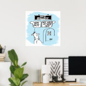 Der Besucher wird von Schildern in einer Kunstgale Poster (Heimbüro)