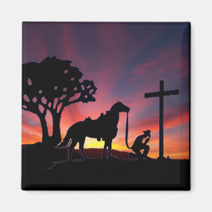 Der betende Cowboy am Fuß des Quermagneten Magnet