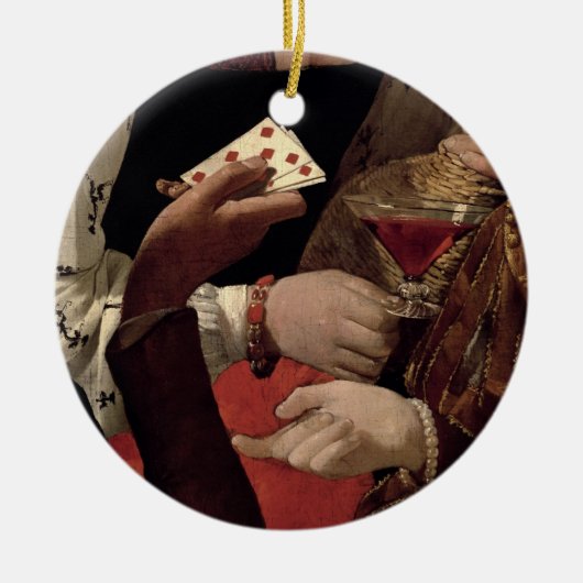 Der Betrüger mit dem Pik-Ase, Detail von Keramik Ornament (Vorne)