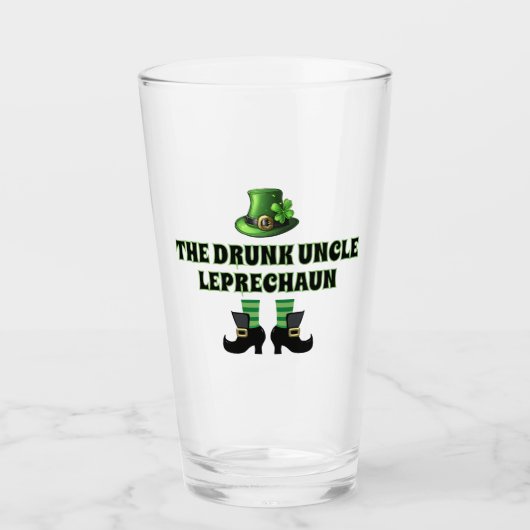 Der Betrunkene Onkel Leprechaun Funny St. Patrick' Glas (Vorderseite)