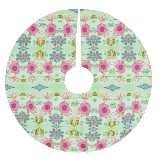 Der bezaubernde eklektische Garten: Diverse Blumen Polyester Weihnachtsbaumdecke (Vorderseite)