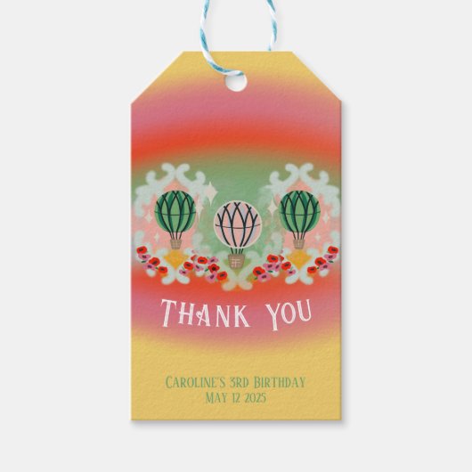 Der bezaubernde Emerald Hot Air Ballon Kindergebur Geschenkanhänger (Vorderseite)