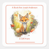 Der bezaubernde Fox im Buchzeichen des Waldes Quadratischer Aufkleber (Vorderseite)
