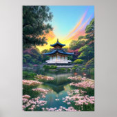 Der bezaubernde japanische Tempel mit weißen Wände Poster (Vorne)