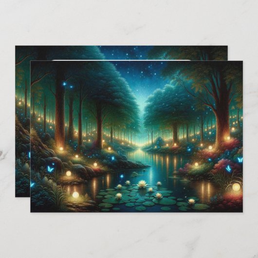 Der bezaubernde Nachtfall: Lumineszenz am See Einladung (Vorne/Hinten)