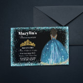 Der bezaubernde türkisfarbene Glitzer Prinzessin Q Einladung
