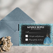 Der bezaubernde türkisfarbene Glitzer Prinzessin Q RSVP Karte