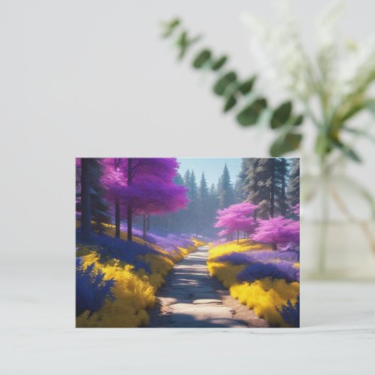 Der bezaubernde Waldweg des Goldenen Lichts Postkarte (Stehend Vorderseite)