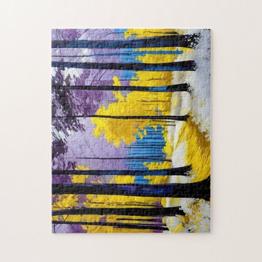 Der bezaubernde Waldweg des Goldenen Lichts Puzzle (Vertikal)