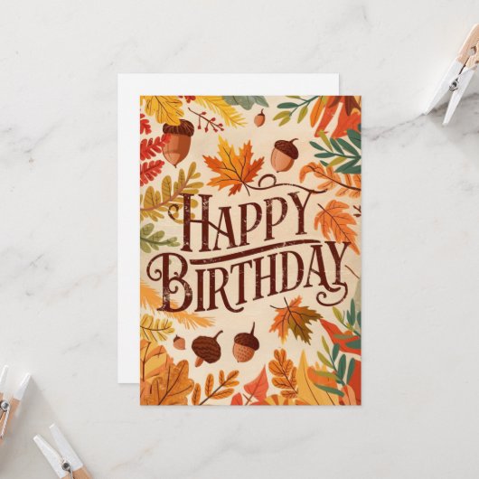 Der bezaubernde wärme Woodland Herbst glücklicher Karte (Vorderseite/Rückseite Beispiel)