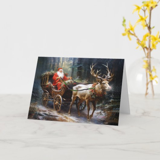 Der bezaubernde Yuletide Journey des Weihnachtsman Karte (Gelbe Blume)