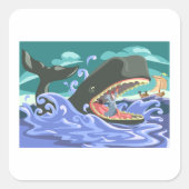 Der biblische Jonah und die Szene des Waldes Quadratischer Aufkleber (Vorderseite)