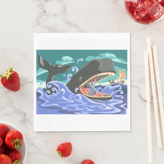 Der biblische Jonah und die Szene des Waldes Serviette