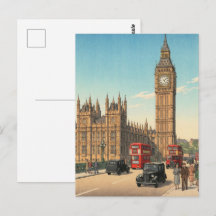 Der Big Ben Uhrturm Japanischer Holzschnitt