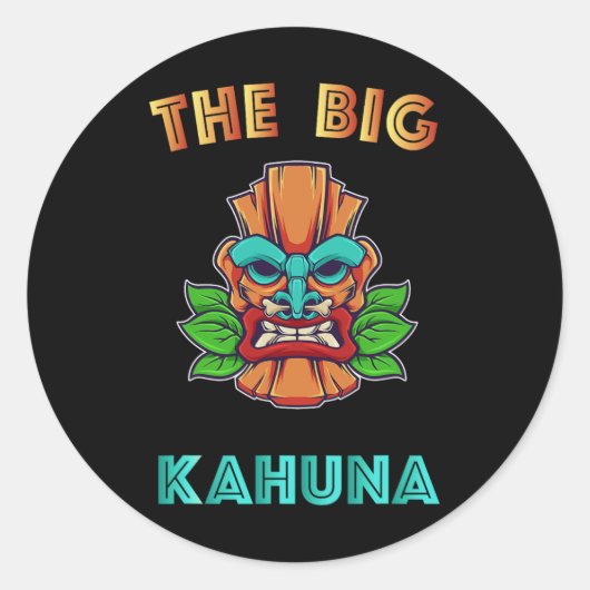 Der Big Kahuna Funny Hawaiian Tiki Vater Boss Gift Runder Aufkleber (Vorderseite)