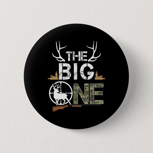 Der Big One Birthday Boy Deer Hunter Camouflage 1s Button (Vorderseite)