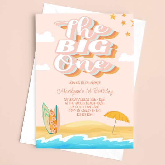 Der Big One Ocean Beach zum 1. Geburtstag Einladung