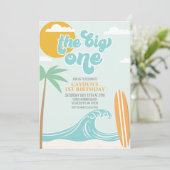 Der Big One Surf Beach zum 1. Geburtstag Einladung (Stehend Vorderseite)
