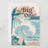 Der Big One Surf Beach zum 1. Geburtstag Einladung (Vorderseite)