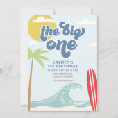 Der Big One Surf Beach zum 1. Geburtstag Einladung (Vorderseite)